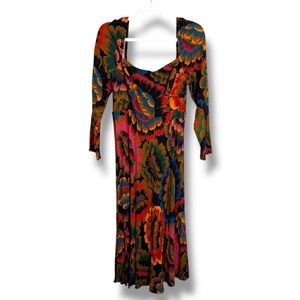 Farm Rio Floral Long Sleeve Midi Dress Size Medium